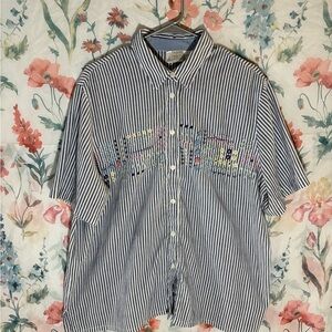 Vintage Koret Blue and White Button Down Shirt